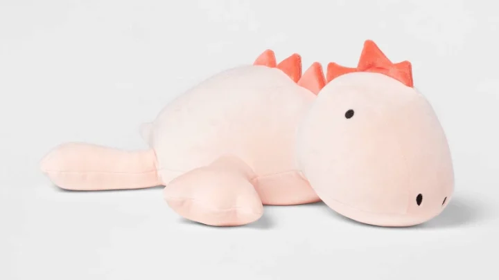 Image for Dinosaur Weighted Plush Kids' Throw Pillow Pink - Pillowfort™